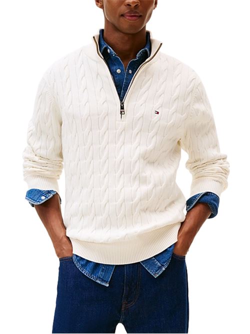 Maglioncino a trecce con 1/2 zip Tommy Hilfiger | MW0MW36532Z00